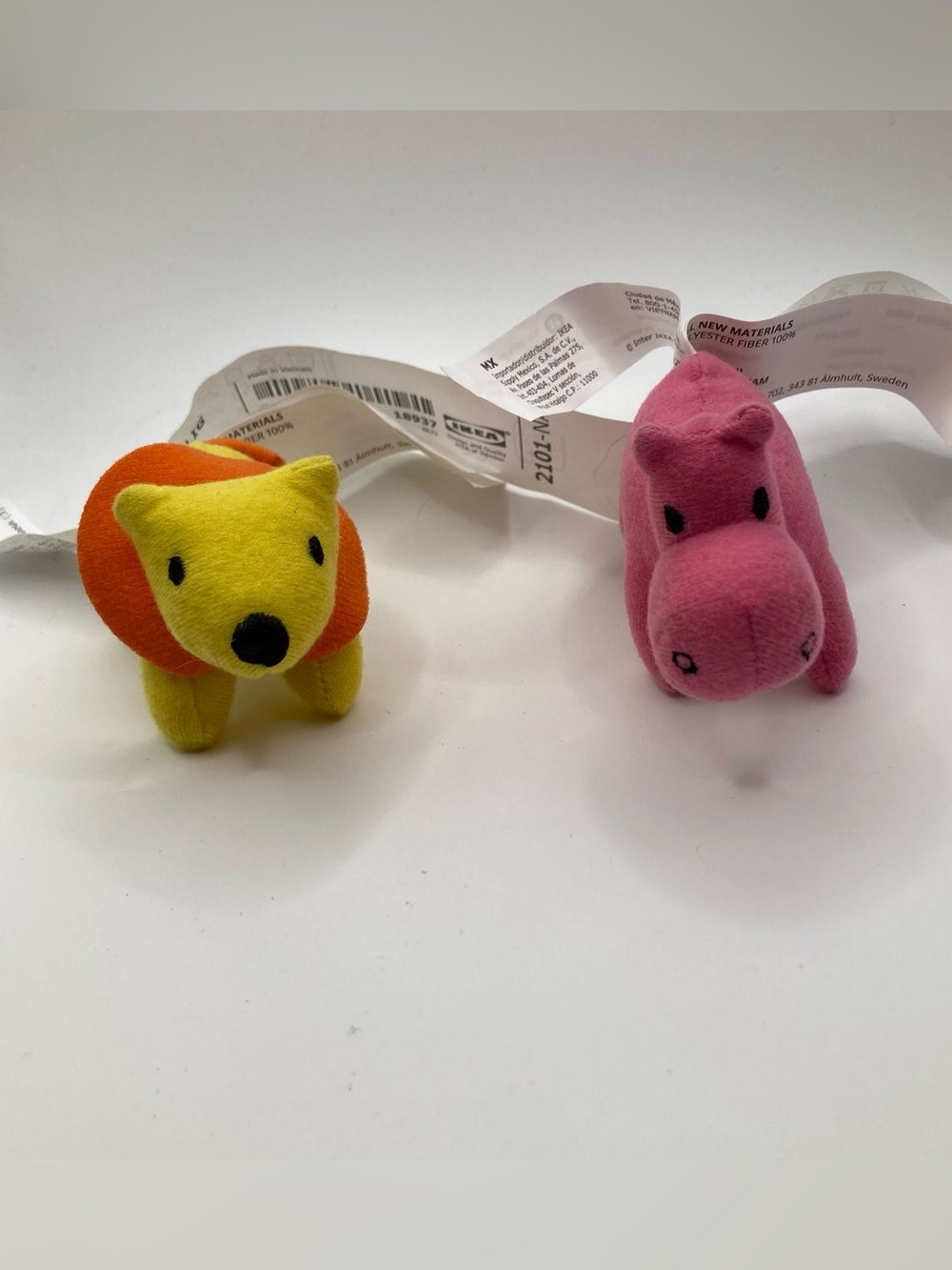 Lot of 2 #IKEA SÖTBARNSLIG Mini Plush - Pink Hippo & Yellow Lion Nursery Decor